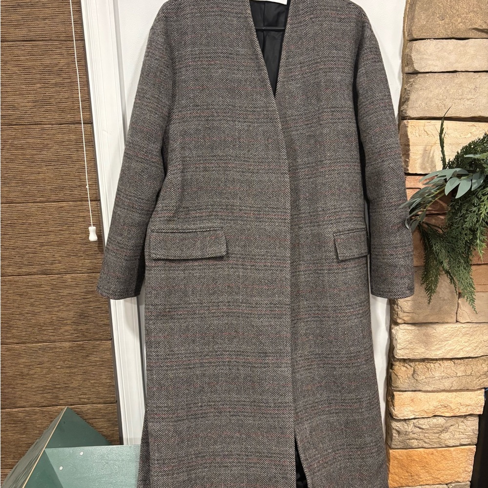 Zara Herringbone Patterned Coat - image 3